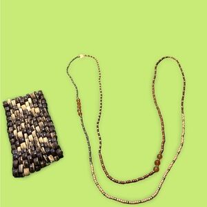 Handcrafted Beaded Necklace by Allen Schwartz ABS and a beaded Bracelet Set